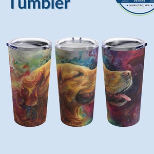 Abstract Golden Retriever Tumbler: Insulated Travel Cup, Dog Mom Gift