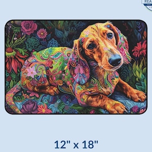 Pop Art Dachshund Desk Mat: Extended Mouse Pad, Dog Lover Gift