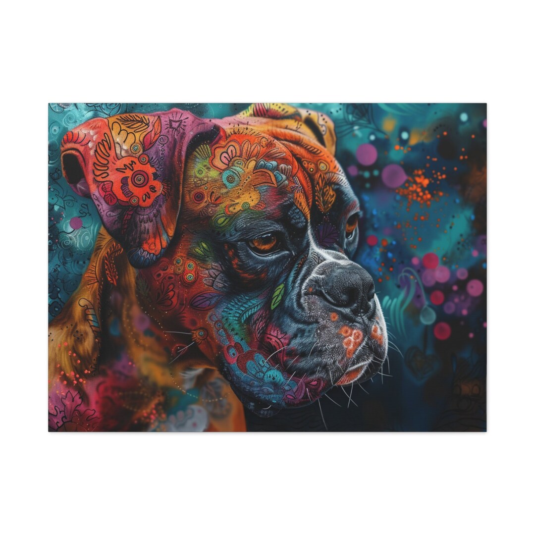 Vibrant Boxer Dog Wall Art, Dog Lover Gift, Dog Mom Gift, Birthday