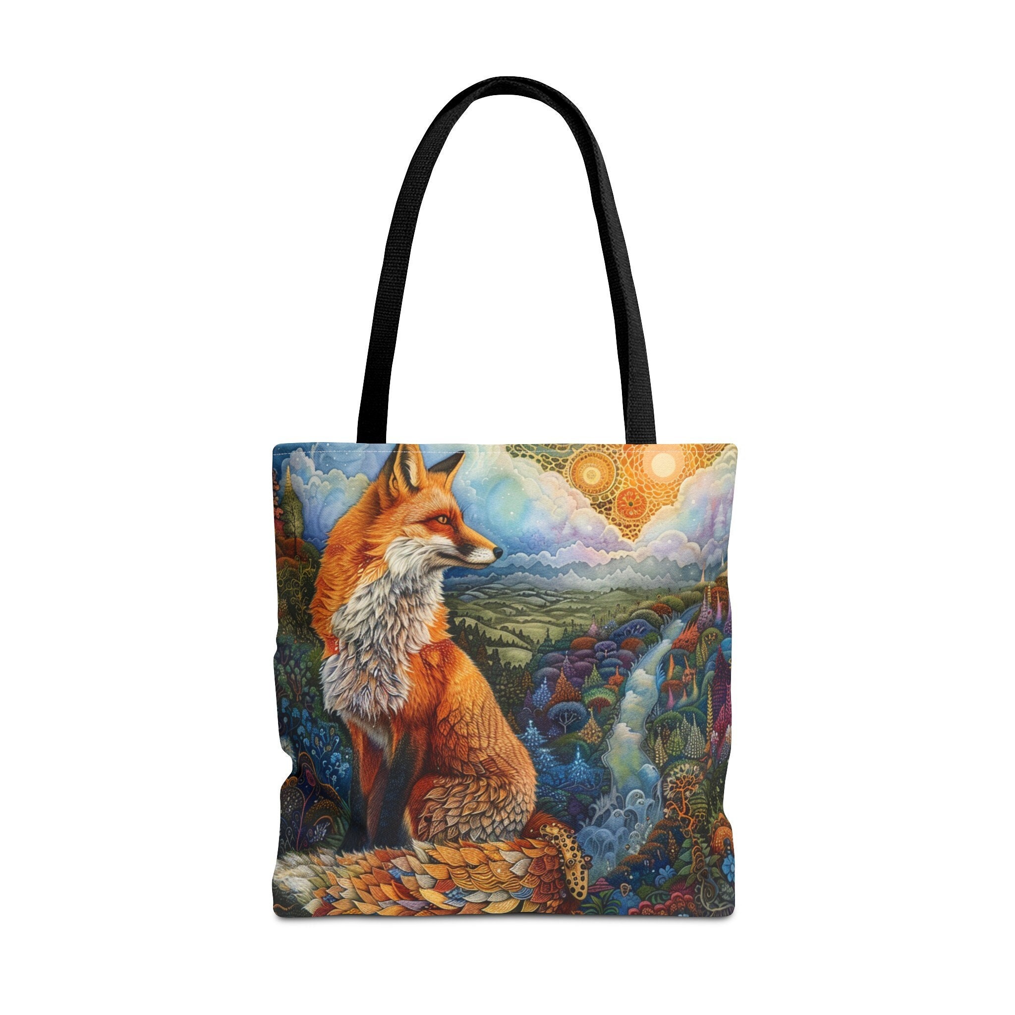 Aesthetic Boho Red Fox Tote Bag Cute Pop Art for Beach, Shopping, Books, Gift for Animal Lovers Mother's Day Birthday Christmas