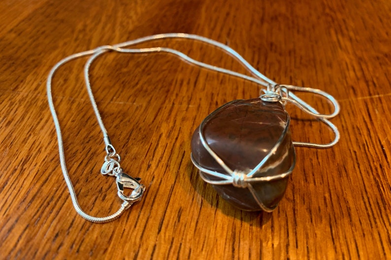 Wire Wrapped Found Healing Stone Tumbled /& Designed Stone Pendant Infused w Reiki Red Jasper and Quartz One of a Kind Handmade