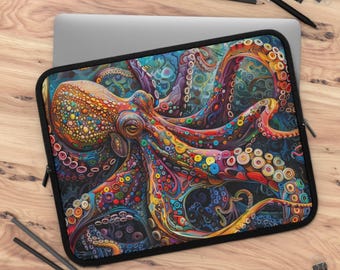 Colorful Octopus Laptop Sleeve: Artistic Neoprene Computer Case