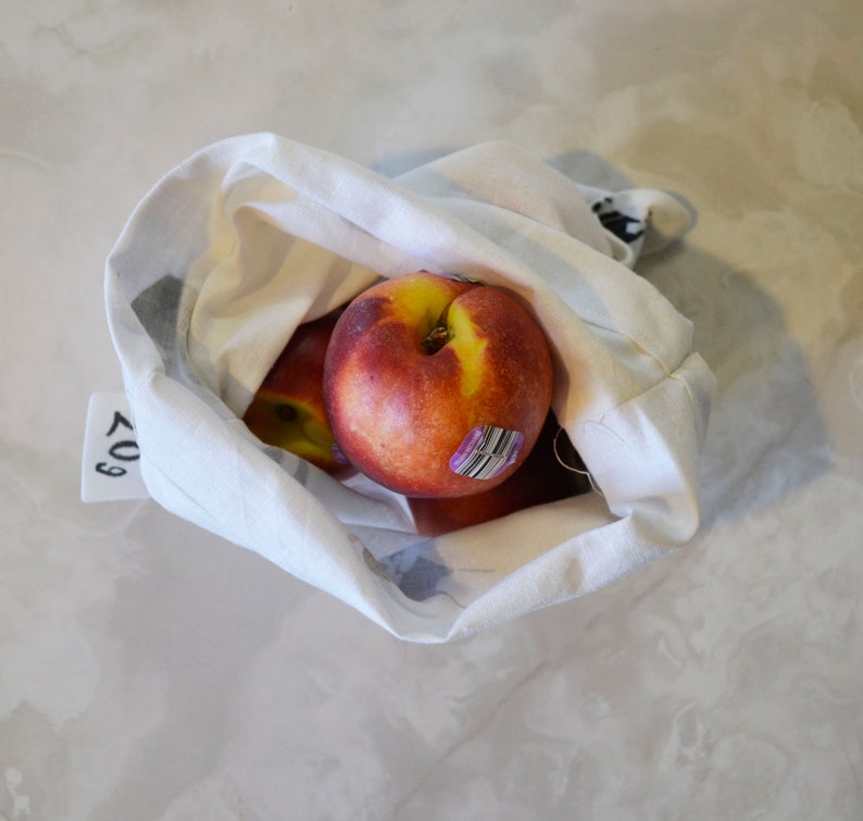 21 x 25cm Small Hand Printed Fresh food bag 2 layer screen print on HempOrganic cotton /'Magpies Magpies Magpies/'