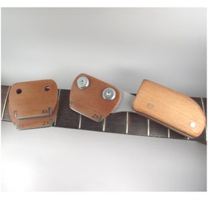 3 Diamond Fret Crowning Files with Handle. Includes Fretboard Protector and Finishing Sandpaper Strips