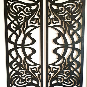 3D Holzwand, ART DECO, 2er Set, Laubsägearbeit, Florales Design, Ornament, dekorative Holzwand, Jugenstil, Diptychon