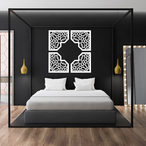 3D stylish wood wall art decor, MOROCCAN PANEL,set of 4, arabic wall art, islamic wall decor, decorative wooden wall panel, arabesque,orient