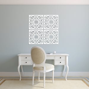 3D stylish wood wall art decor, FLOWER DESIGN, french style, shabby chic, vintage,  set of 4, ornament,  decorative wooden wall panel