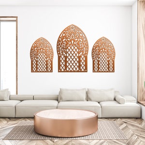 3D stylish wood wall art decor, MOROCCAN, ARABIC WINDOW, set of 3,arabic ornament, living room, decorative wooden wall panel,openwork panels