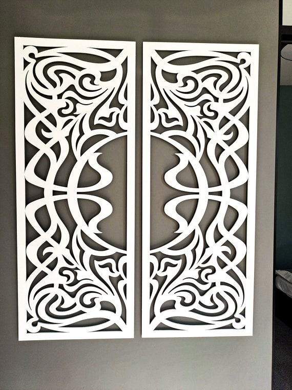 立体アート 3点セット モダン インテリア ART DECO 木製フレーム 3D Wooden Wall Art Decor, ART DECO, Set of 2, Fretwork , Floral