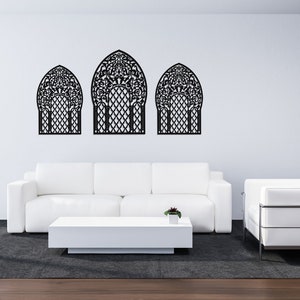 3D stylish wood wall art decor, MOROCCAN, ARABIC WINDOW, set of 3, arabic ornament, arch, frame, decorative wooden wall panel,openwork panel