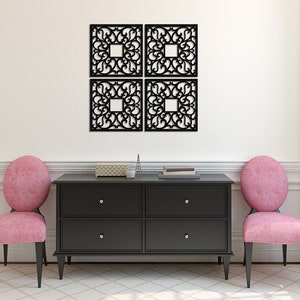 3D stylish wood wall art decor, FLOWER DESIGN, french style, shabby chic, vintage,  set of 4, ornament,  decorative wooden wall panel