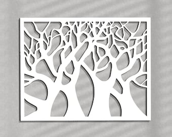 3D decorative openwork panel, forest wall picture, wall decor, ornate wall graphics, tree motif decor, wood wall art, ornament, living room