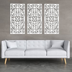 3D WOODEN PANELS,set of 3, wall art decor, trellis, lattice,  floral design, decorative wooden wall panels, sign above the bed, couch,sofa