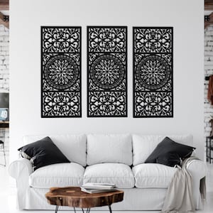 3D WOODEN PANELS,set of 3, wall art decor, trellis, lattice,  floral design, decorative wooden wall panels, sign above the bed, couch,sofa