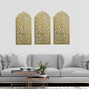 3D stylish wood wall art decor, MOROCCAN, ARABIC, arch, frame, wall decor, arabic ornament, living room, decorative wooden wall panel, 4 pcs