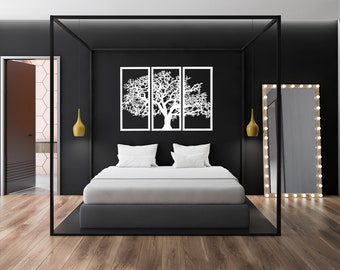 3D stylish wood wall art decor TREE OF LIFE, triptych, wooden painting, Openwork wall decor, ornament, living room, decorative wooden panel