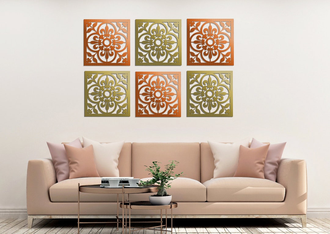 3D Ornament Wood Wall Art Decor, Set of 6 Pieces, Openwork Wall Decor ...