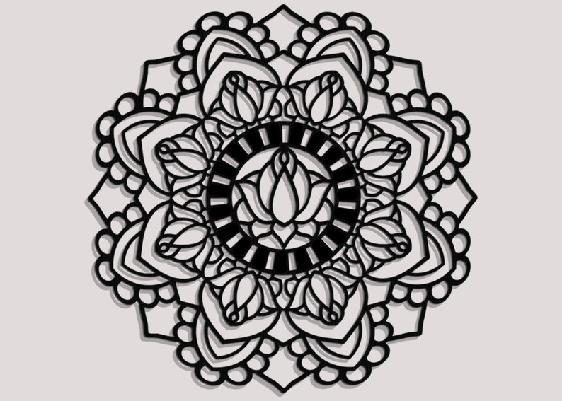 Ażurowa Dekoracja ścienna Kwiat Lotosu Mandala 60 Cm Panel Etsy