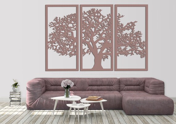 3d Stylish Wood Wall Art Decor Tree Of Life Wall Picture Etsy
