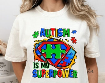 Autism is my superpower ripped tshirt png sublimation design download, Autism Awareness png, Autism puzzle png, sublimate designs download