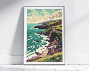 Wild Atlantic Way Print: Ireland Coastal Travel Poster