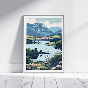 Cartel de Connemara, decoración de la habitación de Irlanda, impresión de viaje de Connemara, impresión de arte de viaje, arte de carteles e impresiones, impresión de montaña, arte paisajístico, naturaleza