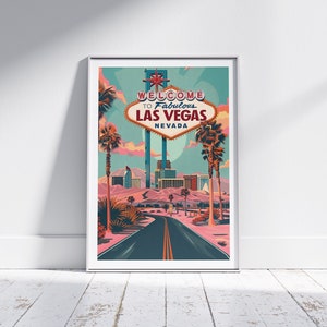 Las Vegas sign print, Welcome to Las Vegas print, Las Vegas wall art, Retro travel poster, travel wall decor, gift for dad from daughter