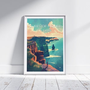 Cliffs of Moher Irland Kunstdruck, Irland Wandkunst, Cliffs of Moher, Irland Wandkunst, Geschenke für Papa, Fernweh Poster, Hausdekor