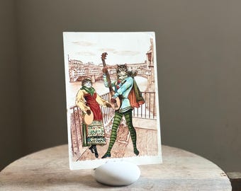 Concrete Pebble Card Holder: Industrial Office Decor