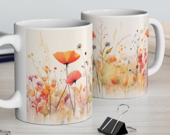 Spring Poppy Watercolour Print Coffee Mug