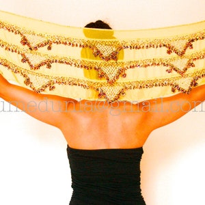 Crystal beads hip belt for belly dancing /yellow orange blue folklore Turkish class training show stage traditional belly dance hip scarf