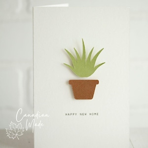 Carte de voeux de plante d'intérieur pour une nouvelle maison !  Carte de voeux végétale en papier aquarelle de 140 lb avec - New Home - Happy New Home