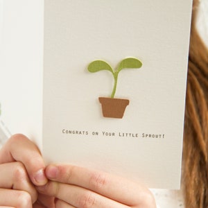 New Baby Greeting Card Congrats On Your Little Sprout Plant In A Pot Greeting Card, For New Baby. 4x6 Greeting Card image 4