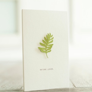 Carte pour amoureux de la nature - toutes les occasions - carte de voeux faite main avec des plantes découpées sur du papier cartonné écologique texturé