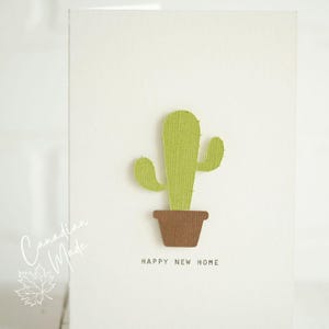 Carte de voeux cactus pour une nouvelle maison !  Carte de voeux végétale en papier aquarelle de 140 lb avec - New Home - Happy New Home