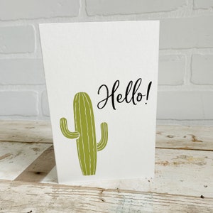 Bonjour ! Carte de voeux sur le thème des cactus en papier aquarelle de 140 livres. Carte faite main de plante succulente - carte de cactus pour toute occasion