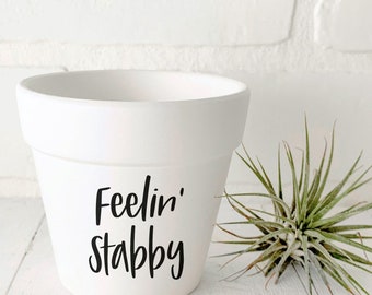 Feelin' Stabby Plant Pot - White clay plant pot 3" - Succulent and cactus pots