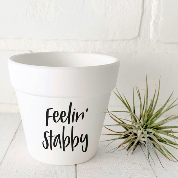 Feelin' Stabby Plant Pot - White clay plant pot 3" - Succulent and cactus pots
