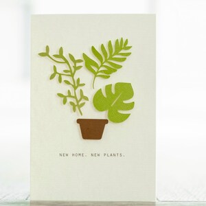 Nouvelle maison, nouvelles plantes - Carte de pendaison de crémaillère faite main - 10 x 15 cm