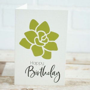 Joyeux anniversaire - Carte d'anniversaire sur le thème des plantes succulentes fabriquée à partir de papier aquarelle de 140 livres. Carte faite main de plante succulente - voeux d'anniversaire