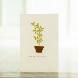 Carte de voeux de sympathie sur le thème des plantes - carte de 4 x 6 po. - sympathie, deuil