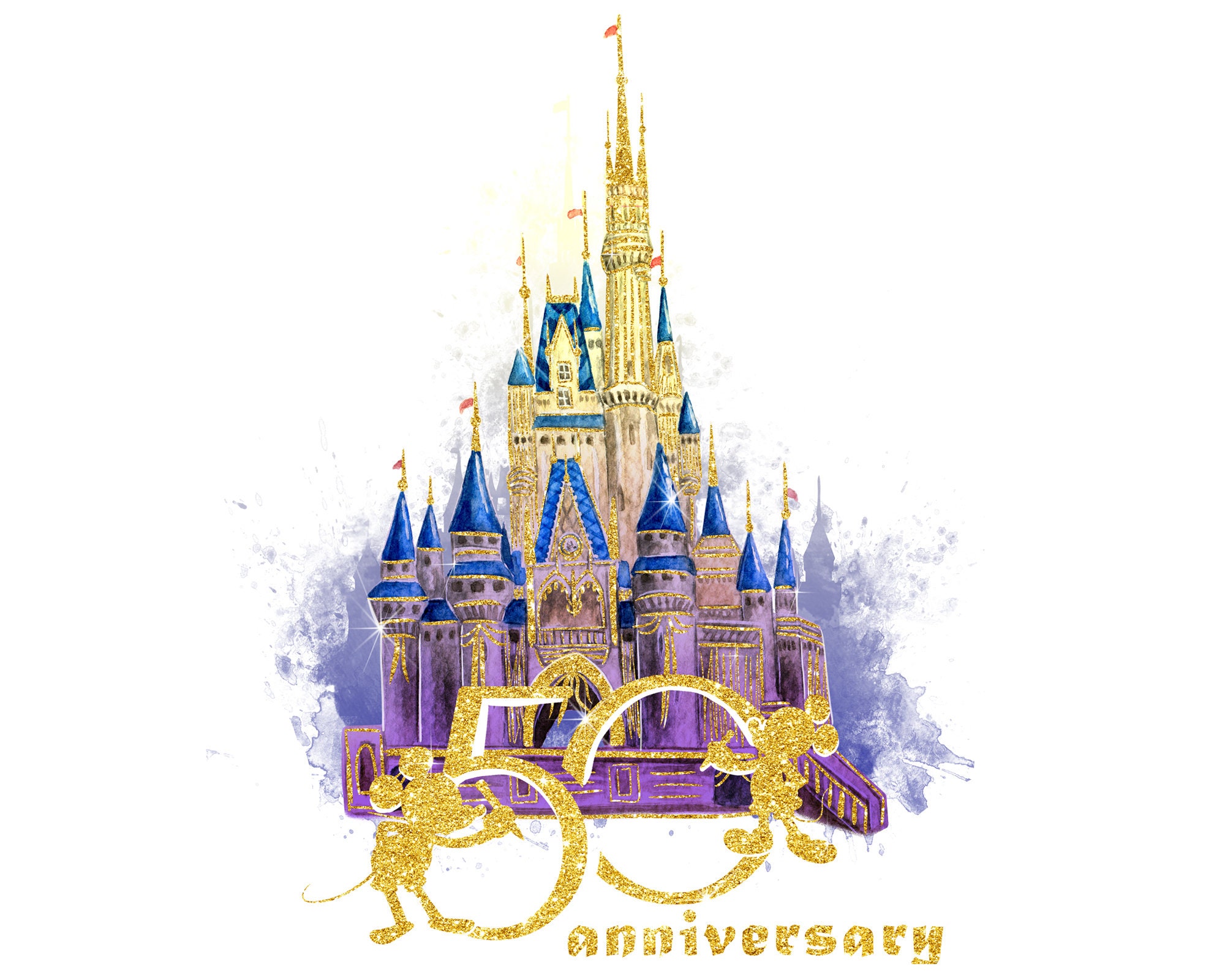 50th anniversary Magic Kingdom Castle Clipart Sublimation | Etsy