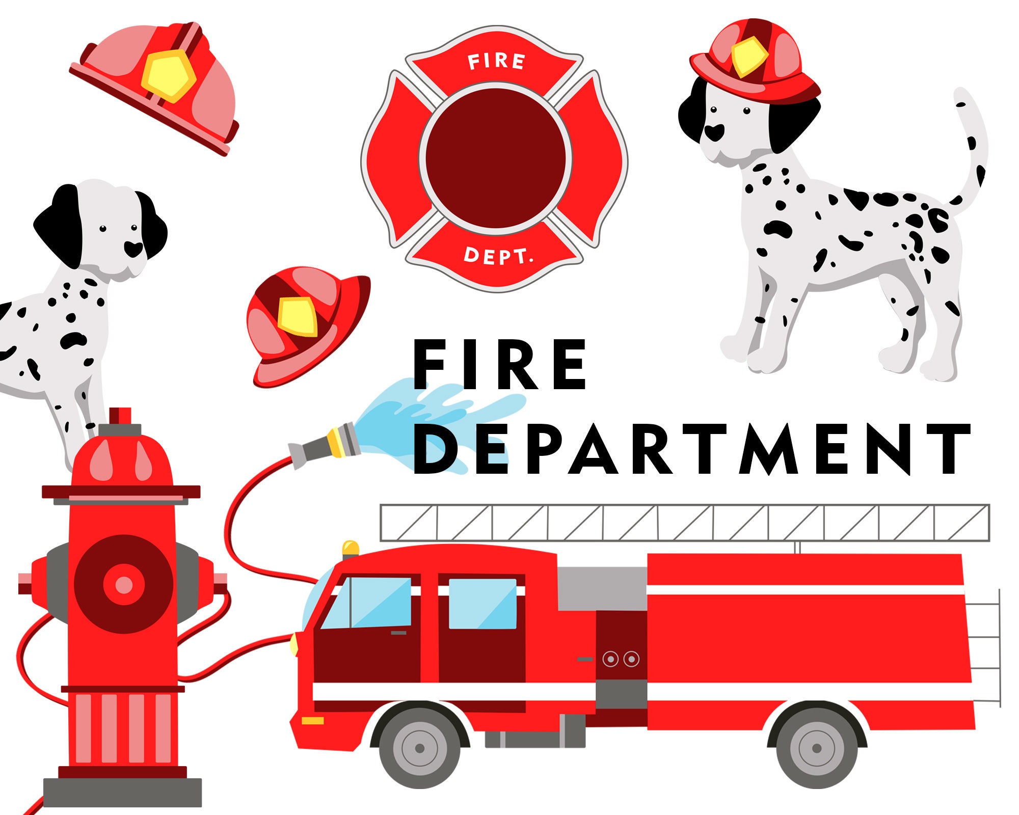 Fire truck Fire fighter Fire department Dalmatian Fire | Etsy
