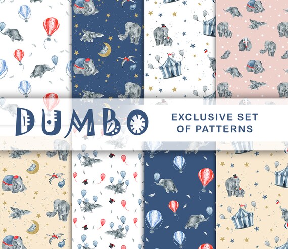 Dumbo digital paper Seamless Dumbo Circus Paper for printing | Etsy