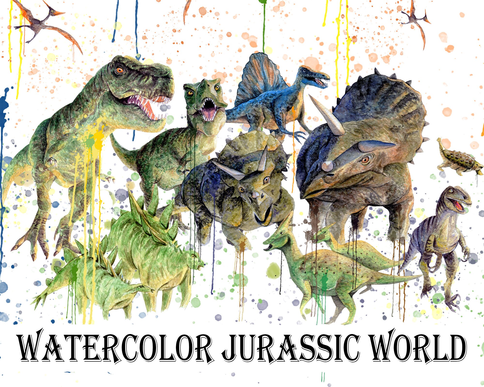 Download Dinosaur Prints Nursery Shirt Watercolor Digital Etsy