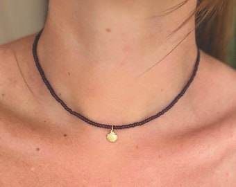 Sea Shell Choker | Bali Beads | Boho Beaded Jewelry | Gold Filled