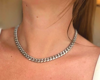 Collier gourmette | Or ou argent | Acier inoxydable | Résistant à la ternissure | Collier superposé