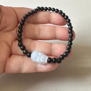 Certified Grade A Jadeite Icy Pixiu / Beads Elastic Bracelet