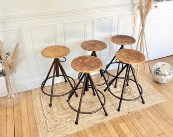 Tabouret industriel patine vintage