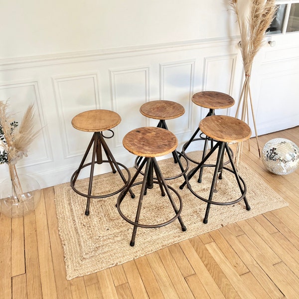 Tabouret industriel patine vintage